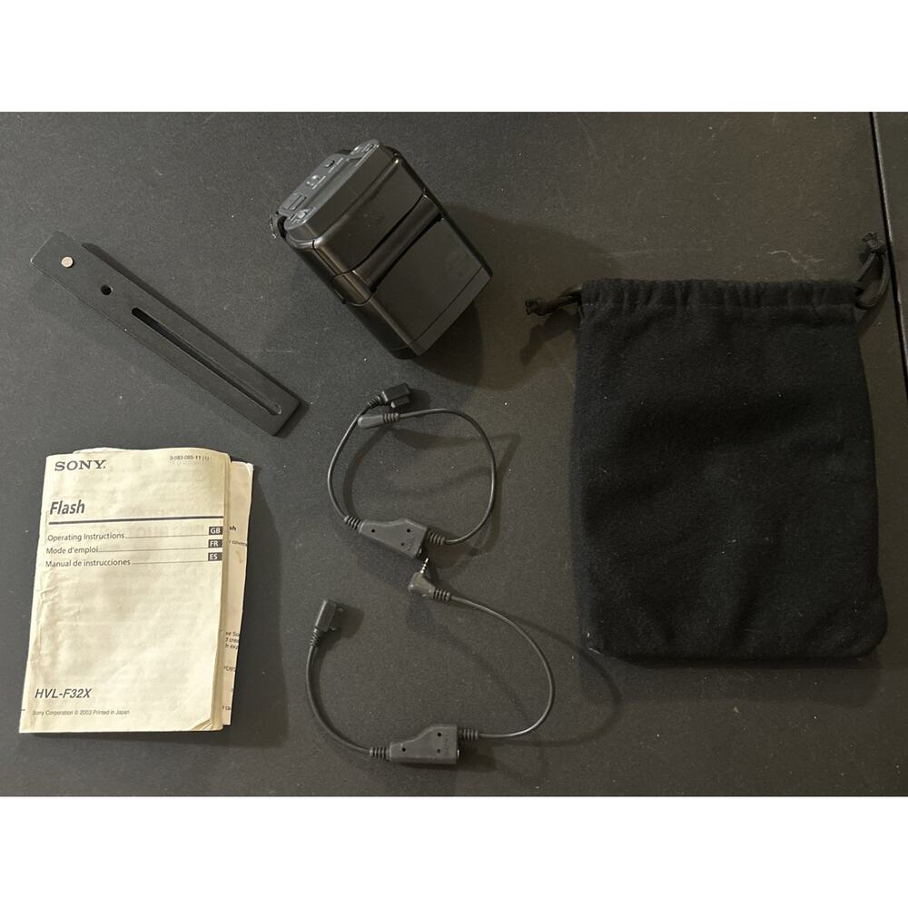 Sony HVL-F32X Shoe Mount N50 Flash Tested Works W/ Manual, Bag & Cables & Mount!